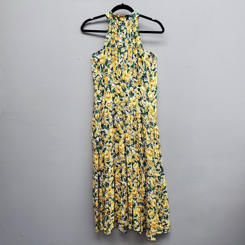 Anna-Kaci Dress Womens Medium Floral Maxi Sleeveless Halter Summer Boho New